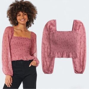 Hollister rose Floral Smocked Blouse